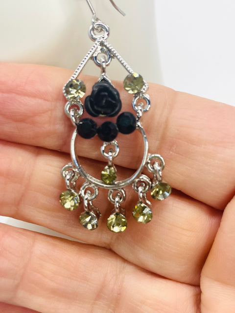 Untamed  Rose Tear Drop Earrings