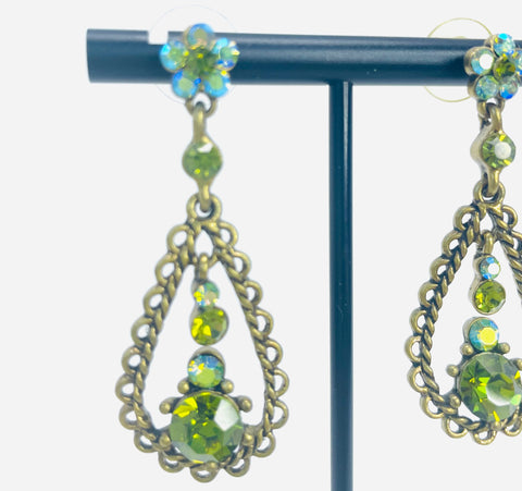 Crystal Flower Tear Drop Earrings
