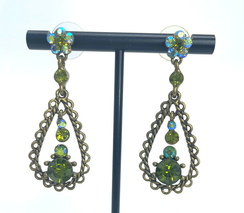 Crystal Flower Tear Drop Earrings