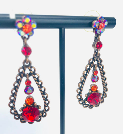 Crystal Flower Tear Drop Earrings