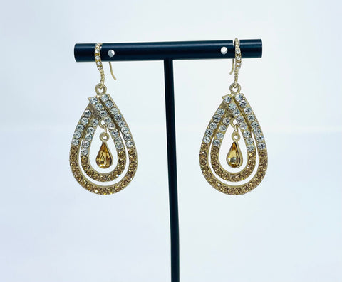 Double Loop Tear Drop Earrings