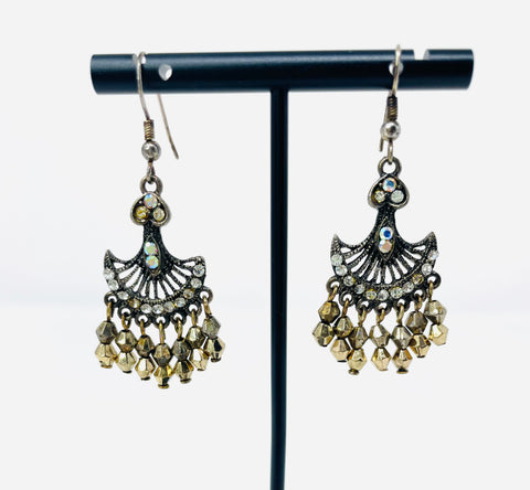 Golden Roaring 20's Fan Earrings